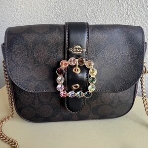 Coach Gemma Crossbody In Signature Canvas With Jeweled Buckle
